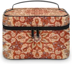 Persia Muted Cream Blush Tan Portable Large Capacity Portable Makeup Bag with Zipper