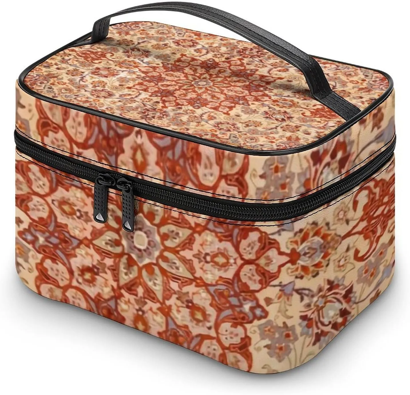Persia Muted Cream Blush Tan Portable Large Capacity Portable Makeup Bag with Zipper
