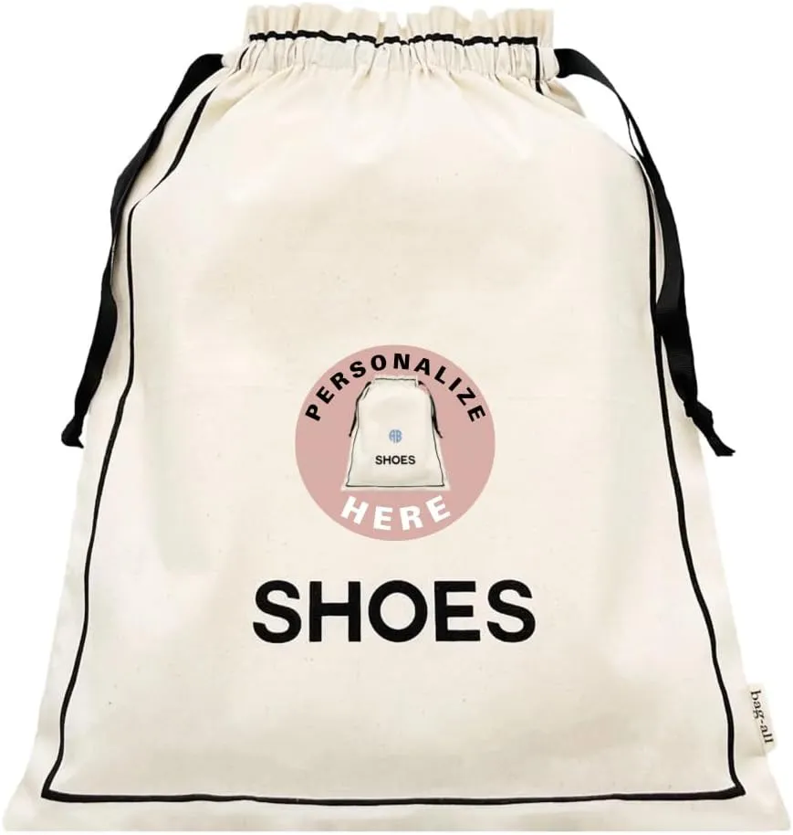 Personalised Shoe Bags for Travel | Traveling Bag for Shoes | Monogrammed Travel Shoe Bags | Shoe Cover for Traveling | Cream