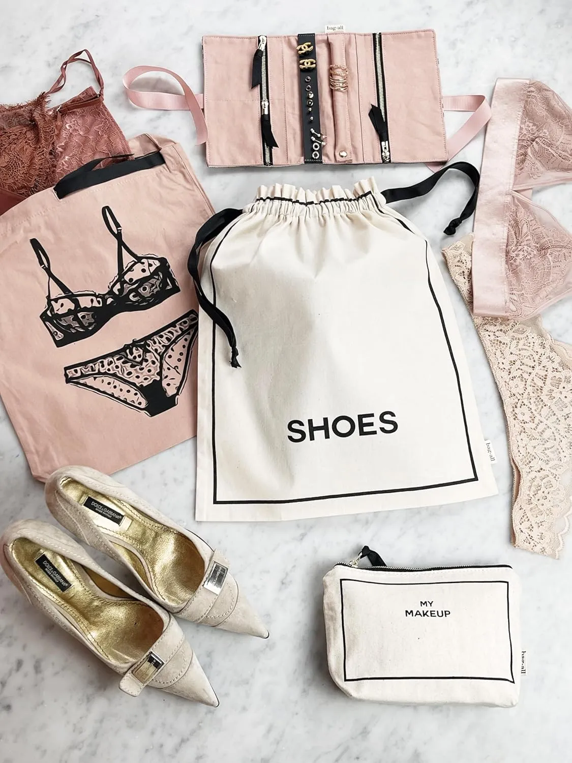 Personalised Shoe Bags for Travel | Traveling Bag for Shoes | Monogrammed Travel Shoe Bags | Shoe Cover for Traveling | Cream
