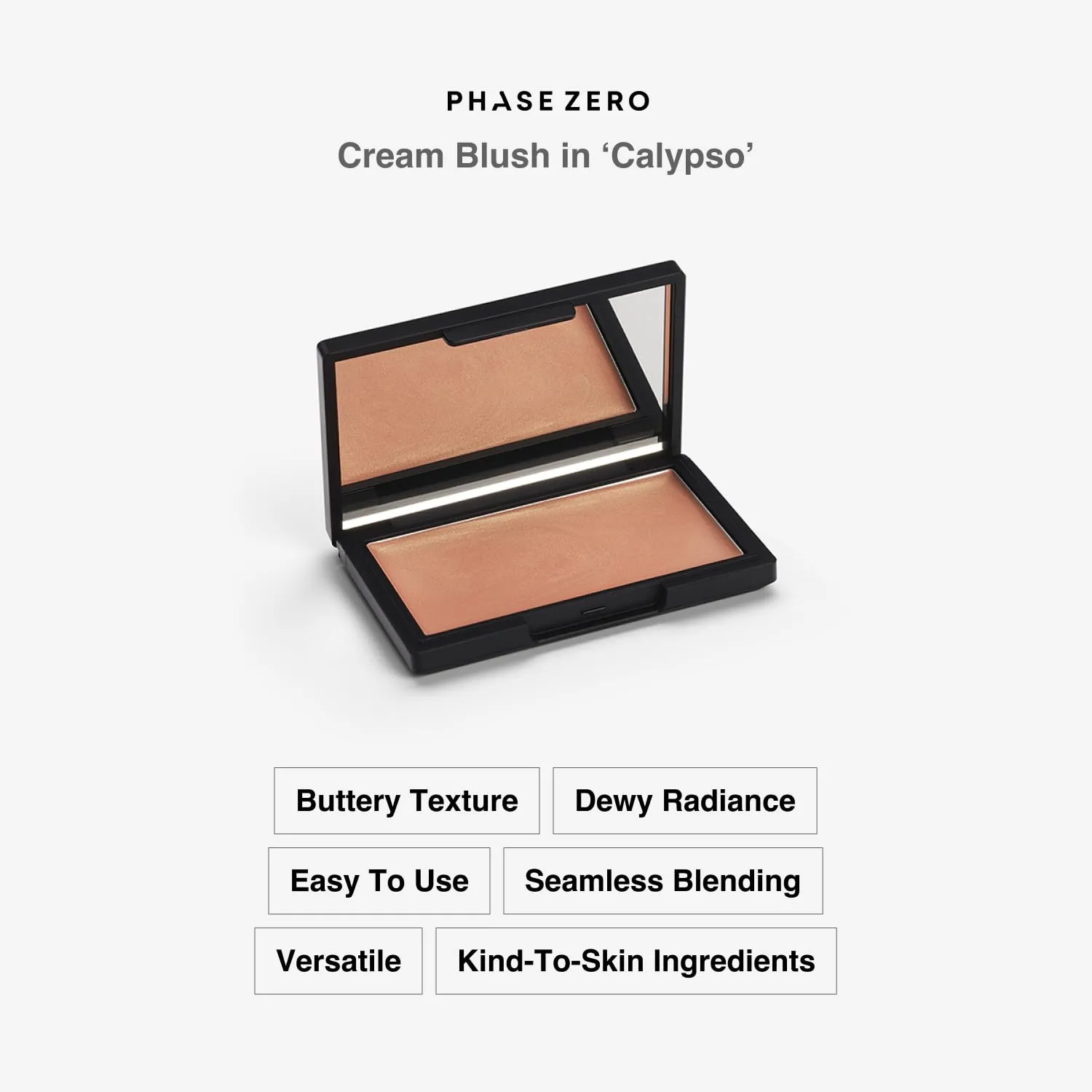 Phase Zero Makeup Cream Blush - "Calypso" - 4g / 0.141oz - Long Lasting, Easy to Use, for a Radiant, Natural, Luminous Skin