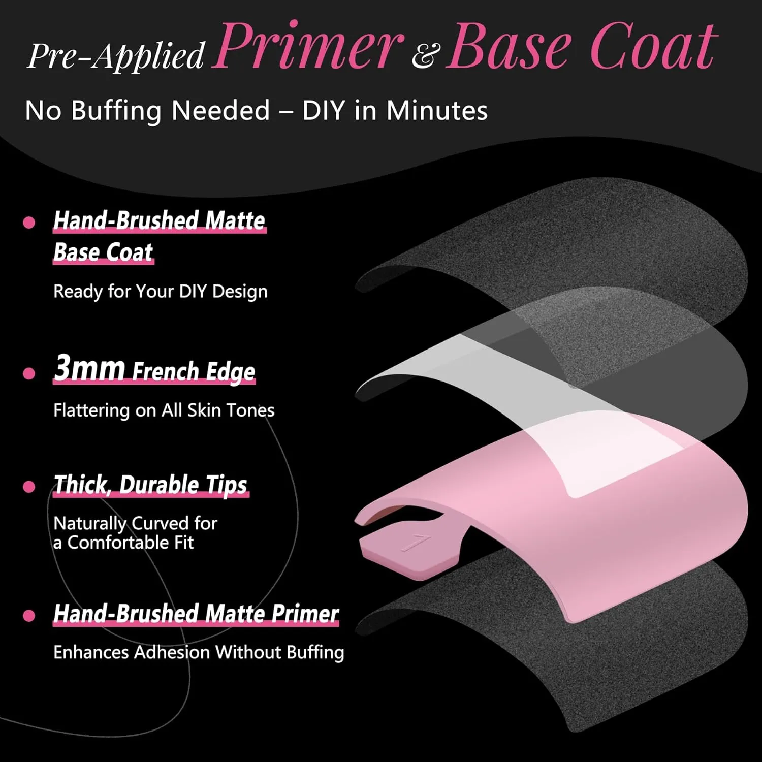 Press On Toenails for Women French Tips, Sharp Square Pre-applied Primer & Base Coat Toe Nail Press Ons Baby Pink Full Cover Fake Nail Tips Extension 15 Sizes 270 Pcs, Builder Gel & Top Coat Required
