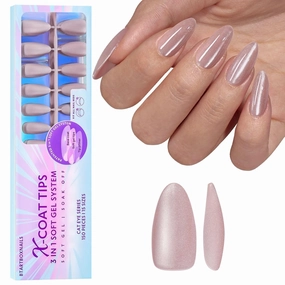 Press On Nails Almond - BTArtboxnails Gel Nail Tips Medium, 3 In 1 Cat Eye X-COAT Tips Pre-applied Tip Primer, Soak Off Acrylic Fake Nails Glue On Nails In 15 Sizes - 150 Nail Extension, Falling Star