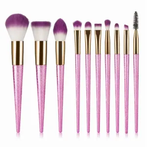 Professional 10pcs 3D Makeup Brushes set Gradient Fan Powder Foundation Brush Eyeshaow Brush kit