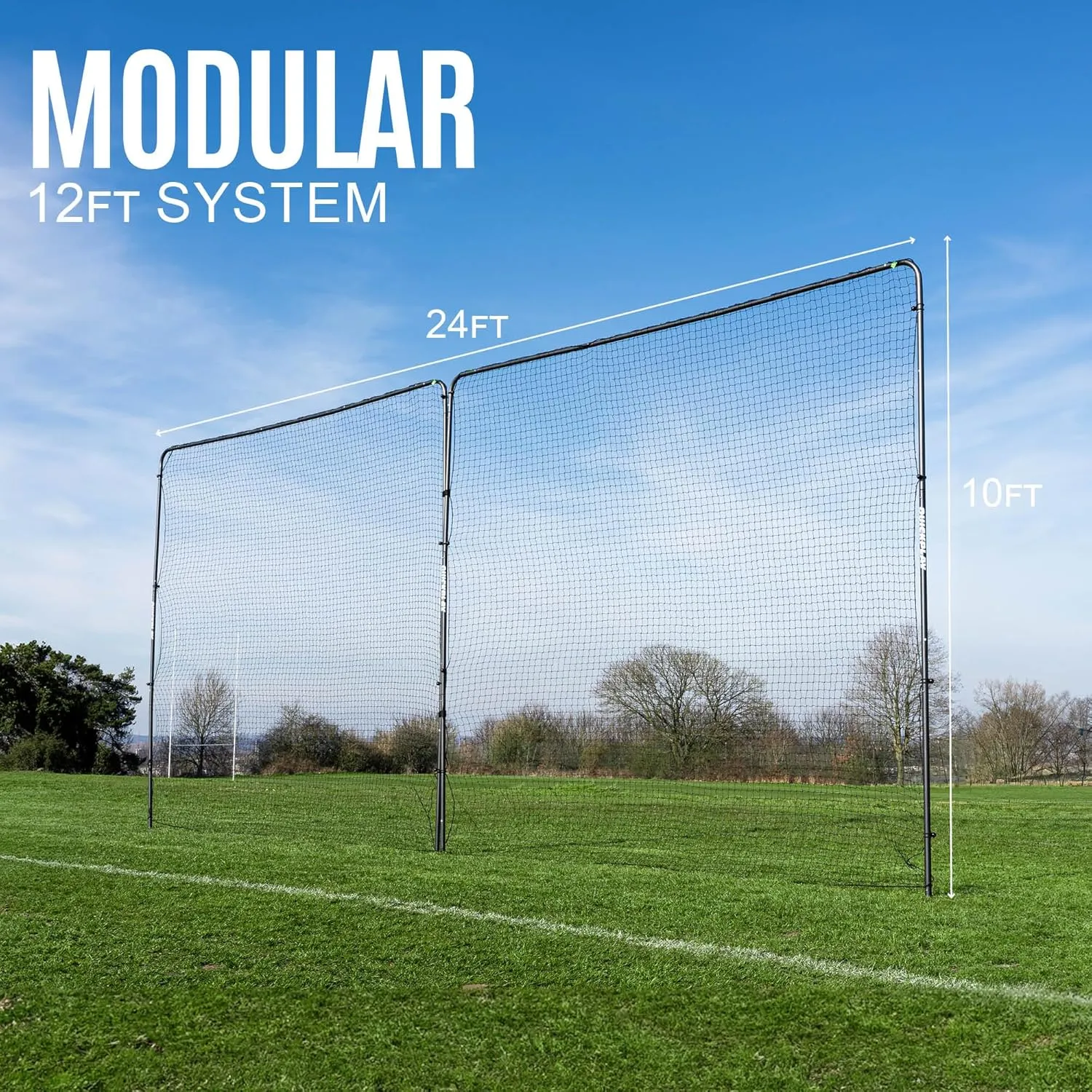 QUICKPLAY Multi-Sport Barrier Net System | Freestanding & Socketed Options | Weather-Resistant Heavy-Duty Ball Stop Net for Backyard & Professional Sports Training [6 Sizes]