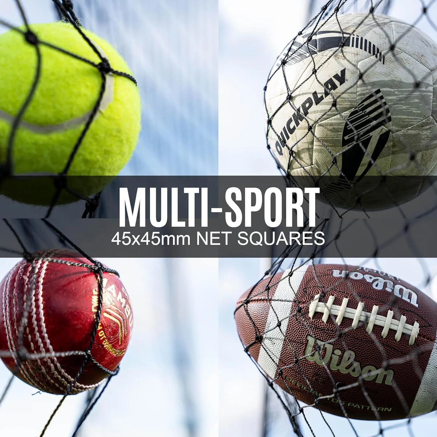 QUICKPLAY Multi-Sport Barrier Net System | Freestanding & Socketed Options | Weather-Resistant Heavy-Duty Ball Stop Net for Backyard & Professional Sports Training [6 Sizes]