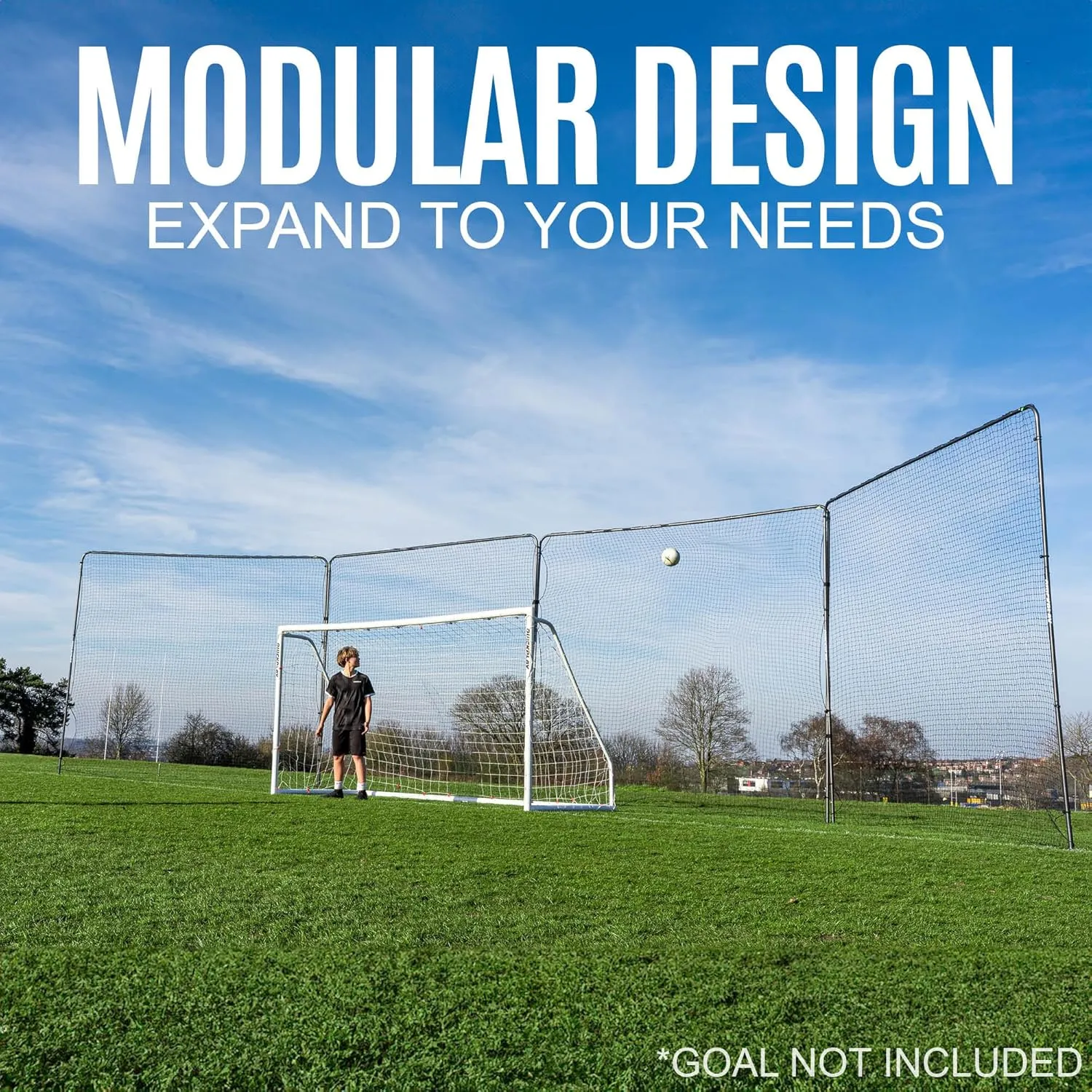 QUICKPLAY Multi-Sport Barrier Net System | Freestanding & Socketed Options | Weather-Resistant Heavy-Duty Ball Stop Net for Backyard & Professional Sports Training [6 Sizes]