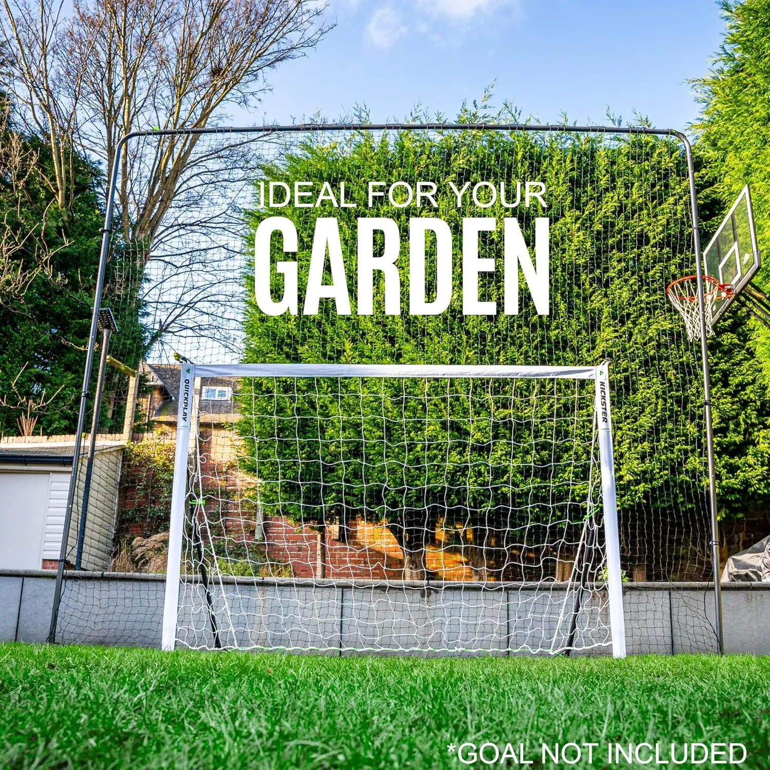 QUICKPLAY Multi-Sport Barrier Net System | Freestanding & Socketed Options | Weather-Resistant Heavy-Duty Ball Stop Net for Backyard & Professional Sports Training [6 Sizes]