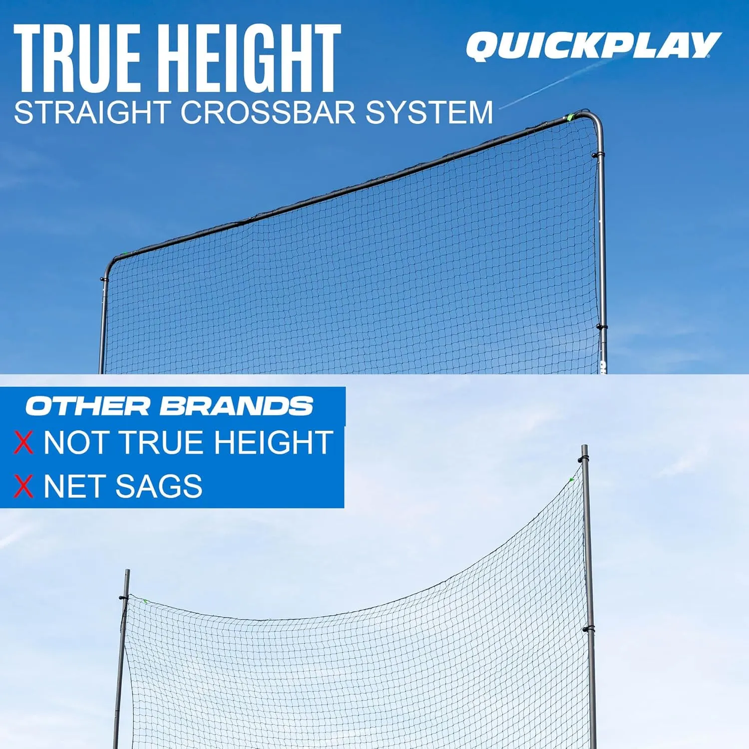 QUICKPLAY Multi-Sport Barrier Net System | Freestanding & Socketed Options | Weather-Resistant Heavy-Duty Ball Stop Net for Backyard & Professional Sports Training [6 Sizes]