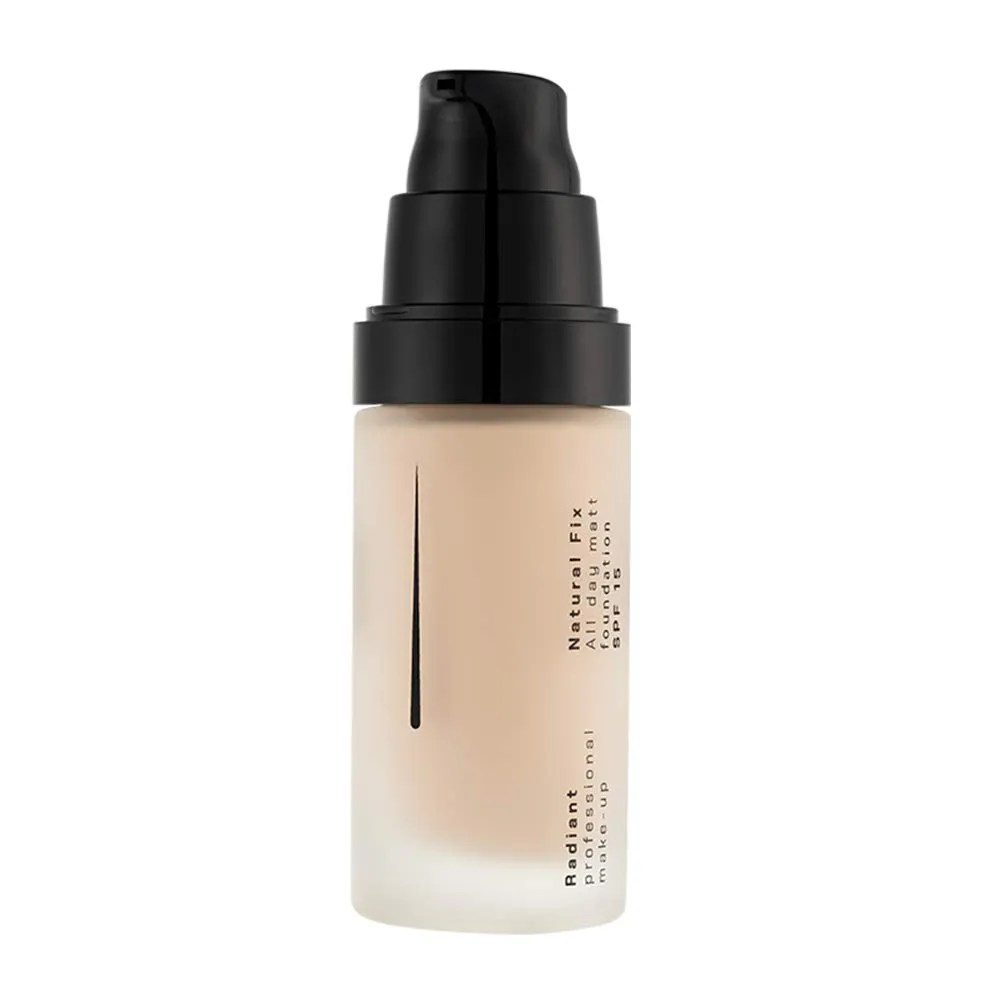 Radiant Professional Natural Fix All Day Matte Cream Foundation - Long Wear High Coverage Face Makeup Foundation With SPF 15 - Oil Free Matte Finish - For All Skin Types-1.01 oz. (00 Alabaster)