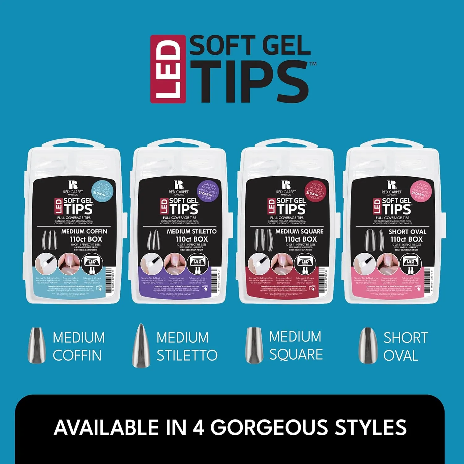 RC Red Carpet Manicure Essential Duo Bundel, LED Soft Gel Tips, Non-Acid, Quick Dry Formula for Maximum Adhesion, Precision Application for Lasting Nail Enhancements