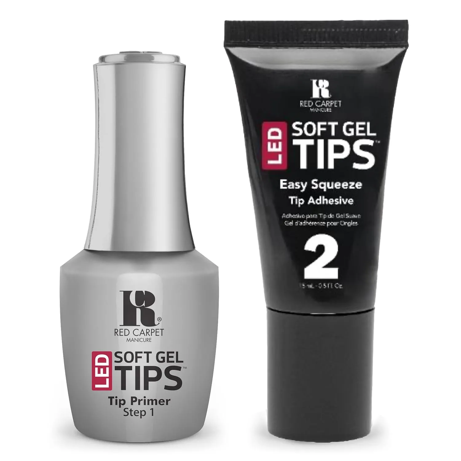 RC Red Carpet Manicure Essential Duo Bundel, LED Soft Gel Tips, Non-Acid, Quick Dry Formula for Maximum Adhesion, Precision Application for Lasting Nail Enhancements