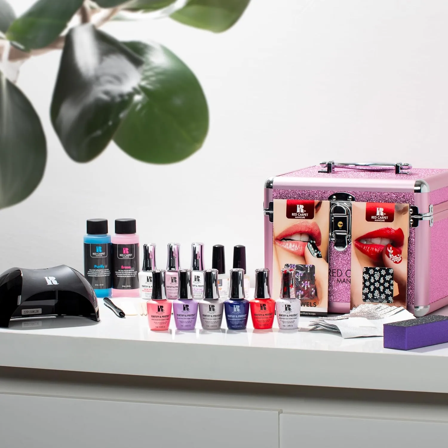 RC Red Carpet Manicure Fortify & Protect Bundle Pink Kit – DIY Gel Polish System, Salon-Quality Manicures at Home, Complete with Tools & Accessories (6PK Pinks/Purples Kit)