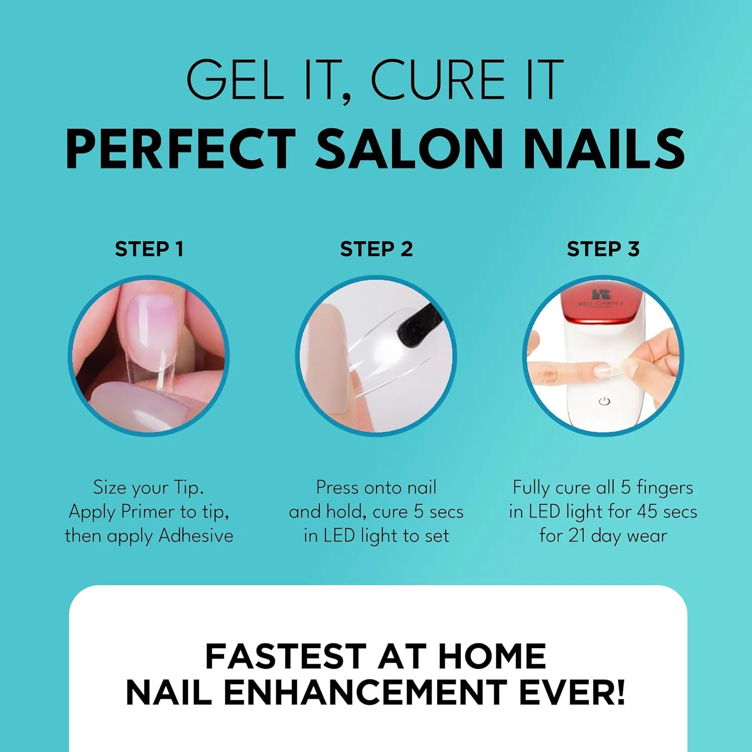 RC Red Carpet Manicure LED Soft Gel Nail Tips Essentials Kit - DIY Nail Extension System, Long-Lasting, Professional, LED Nail Light, Nail Care, Strong, Chip-Resistant (LED Soft Gel Essentials Kit)