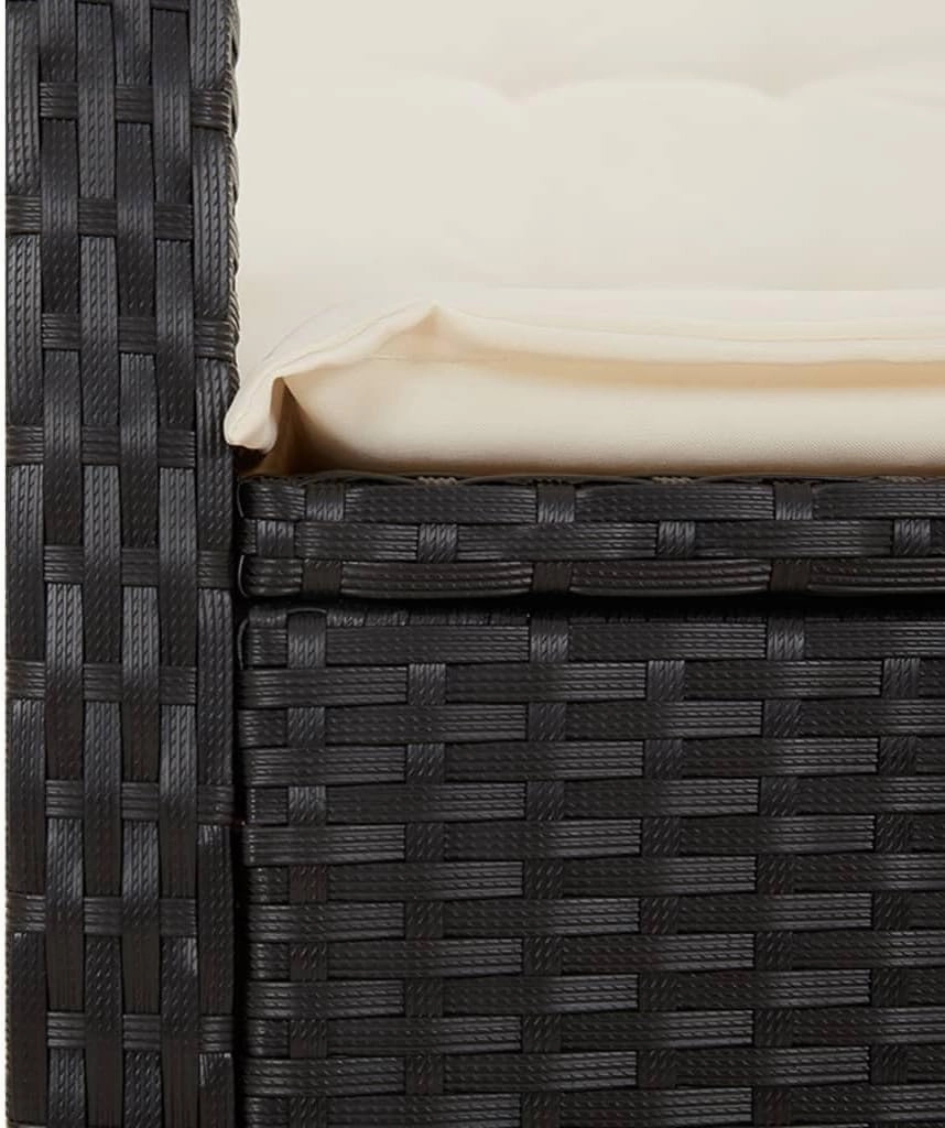 Reclining Patio Chair with Cushions Black PE Rattan Outdoor Furniture Adjustable Lounge Chair for Poolside Backyard Camping