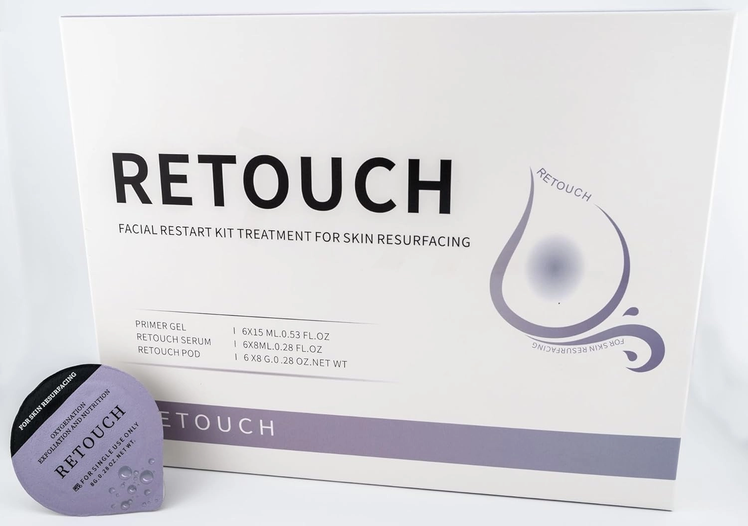 Retouch - Oxygen Facial CO2 Therapy, Home Facial, 6 Pods   6 Primer Gel   6 Serum After Treatment (New Formula Less Foam)