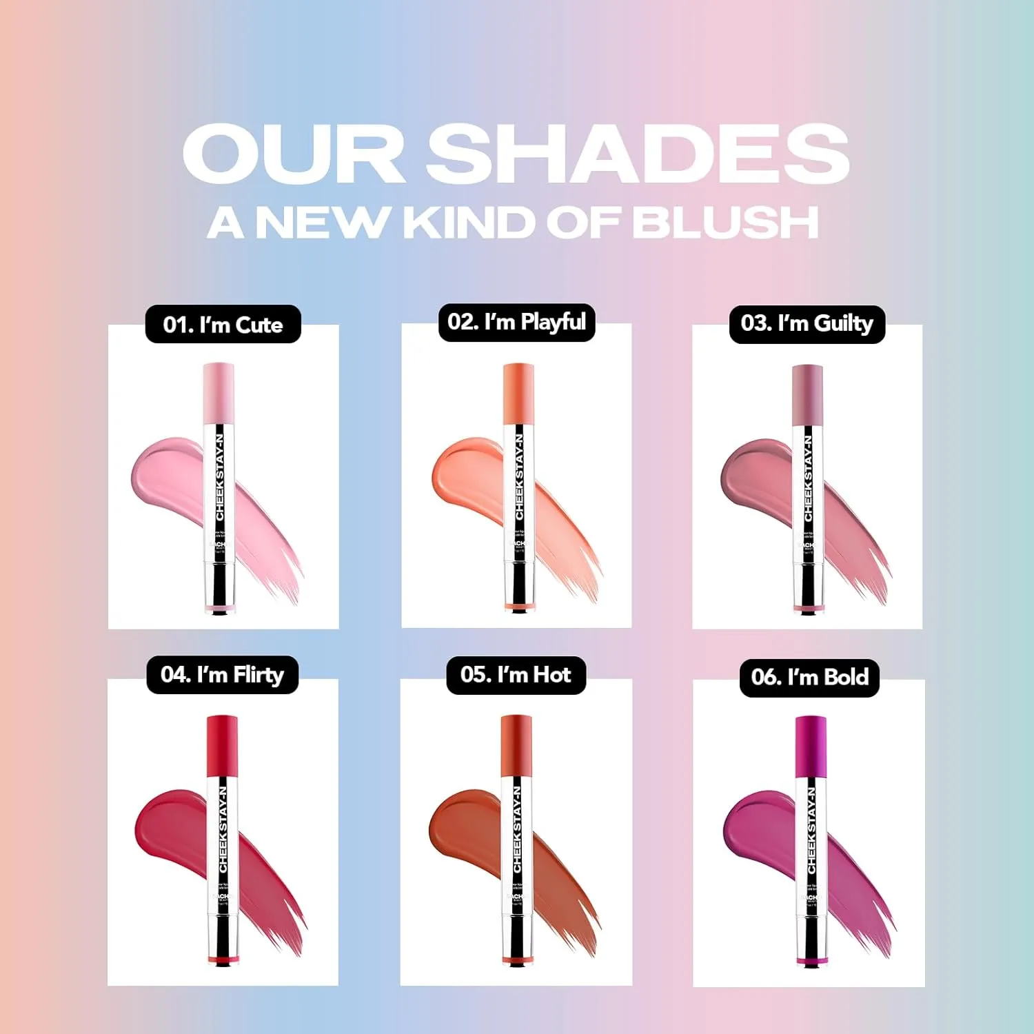 Sacheu Cheek STAY-N Liquid Blush for Cheeks — High Pigment, Buildable, Lightweight Cream Blush Infused With Squalane, for Dewy & Radiant Flushed Cheeks — Long-lasting & Cruelty Free, I'm Bold
