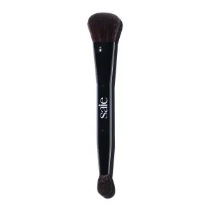Saie The Double Brush - Multi-Use Dual Ended Makeup Brush To Highlight, Contour and Conceal - Large Ended Face Brush For Sculpting   Precise Application - Vegan, Cruelty-Free (1 Count)