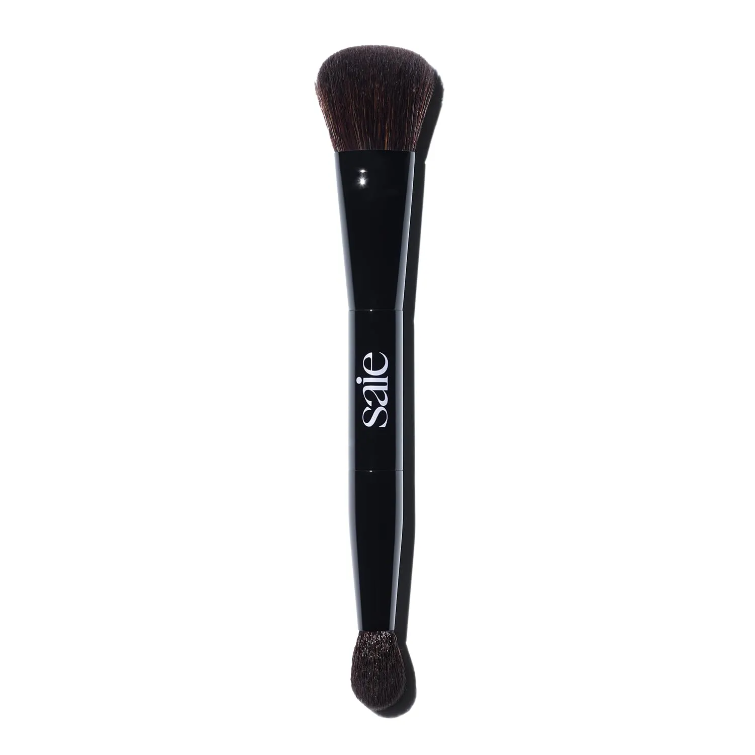 Saie The Double Brush - Multi-Use Dual Ended Makeup Brush To Highlight, Contour and Conceal - Large Ended Face Brush For Sculpting   Precise Application - Vegan, Cruelty-Free (1 Count)