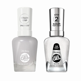 Sally Hansen Miracle Gel Nail Polish, Unicorn Top Coat Miracle Gel Color Grip Primer Bundle