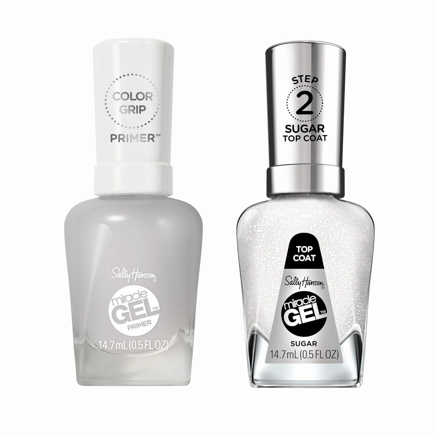 Sally Hansen Miracle Gel Nail Polish, Unicorn Top Coat Miracle Gel Color Grip Primer Bundle