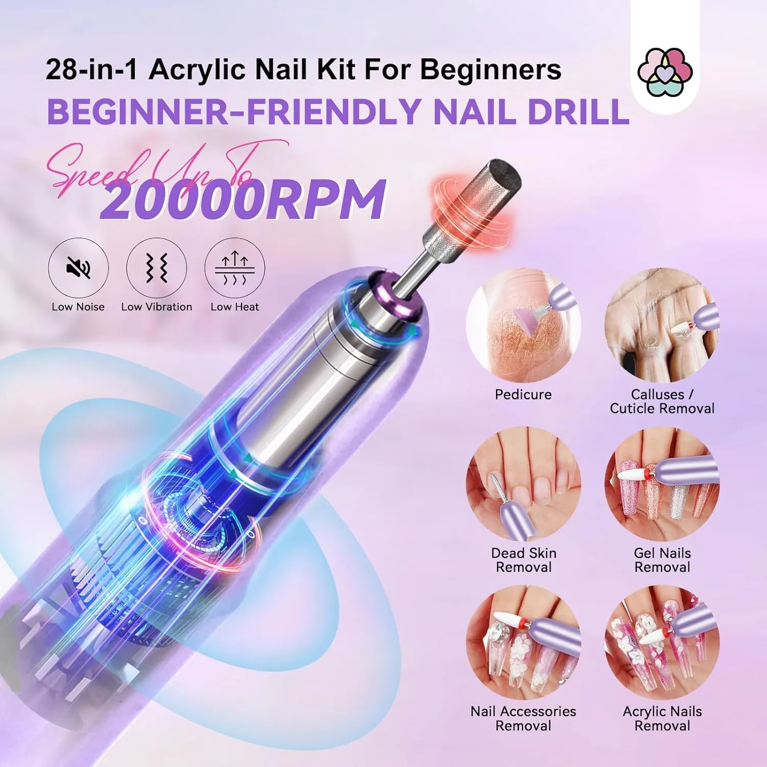SAVILAND Acrylic Nail Kit with Everything: Acrylic Powder and Liquid Set with Nail Drill Acrylics Nails Set for Beginners Acrylics Brush Set Full Nail Supplies for Extensions