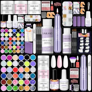 SAVILAND Acrylic Nail Kit with Everything: Acrylic Powder and Liquid Set with Nail Drill Acrylics Nails Set for Beginners Acrylics Brush Set Full Nail Supplies for Extensions