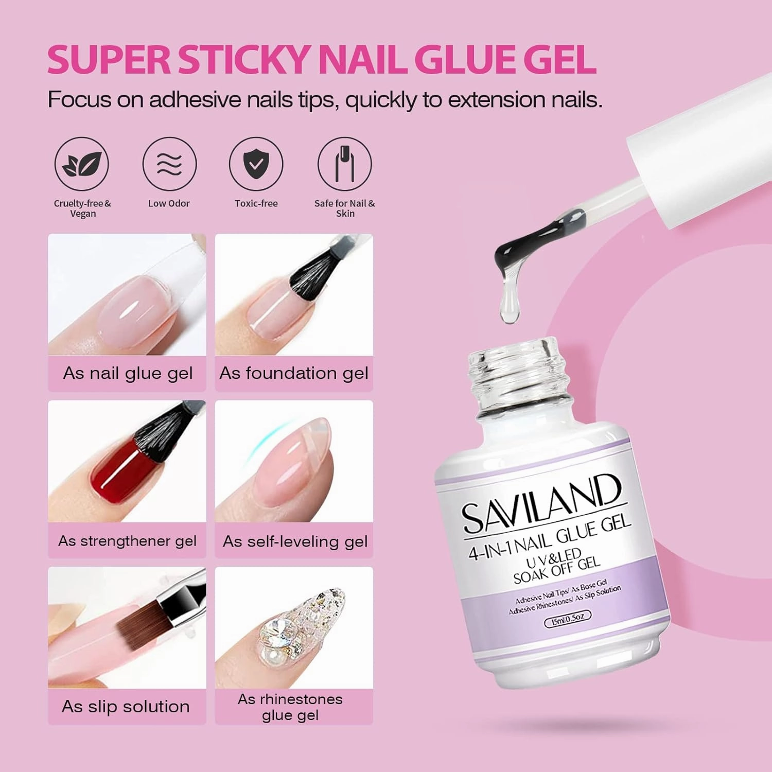 SAVILAND Almond Gel Nail Kit - Nail Drill with U V Lamp for Nails 500PCS Almond Nail Tips Gel SSProTip X Kit Easy Use Manicure Tool for Manicure Design at Home DIY Salon Gift for Women