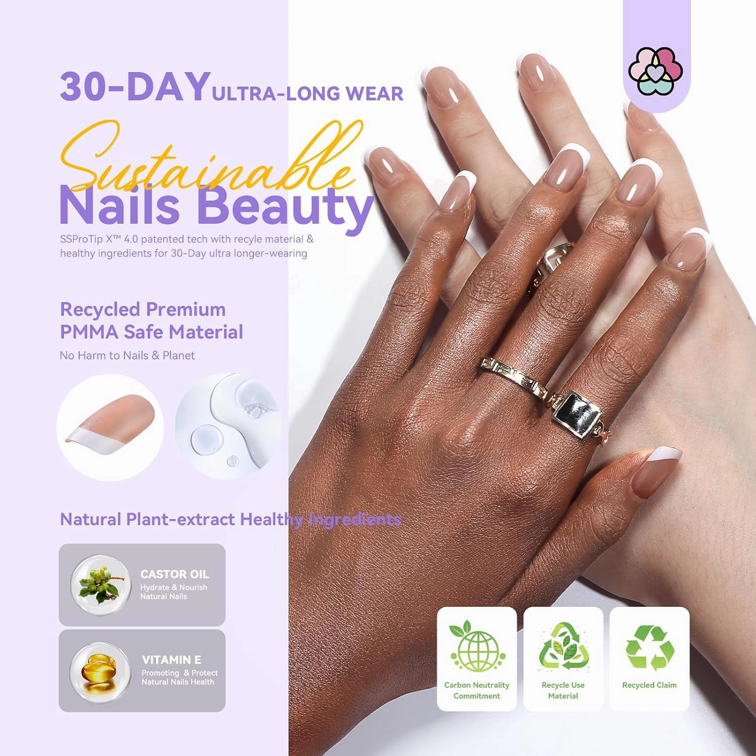 SAVILAND Press On Nails Short: French Tip Summer Builder Gel for Nail Long-lasting Solid Nail Glue Gel and U V Gels Glue Remover, Top Coat, Primer Prep and Mini Lamp, Manicure Art Kit DIY At Home