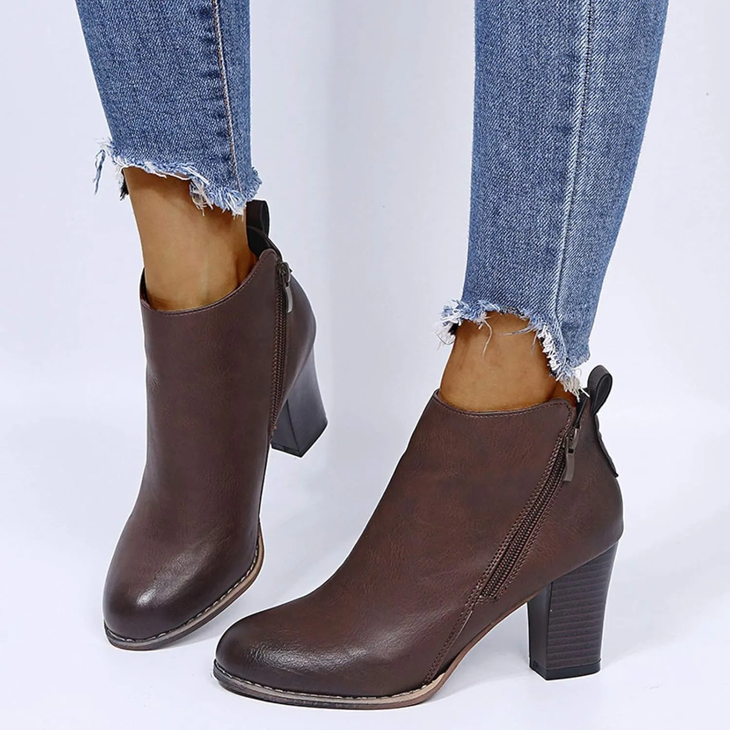 SBGMoSJ Womens Ankle Boots Wide Width Size 6 White Ankle Boots Wide Calf Ankle Booties for Women Flat Low Cut Cowboy Boots Mens Botines De Piel Para Mujer Elegantes Bajitas