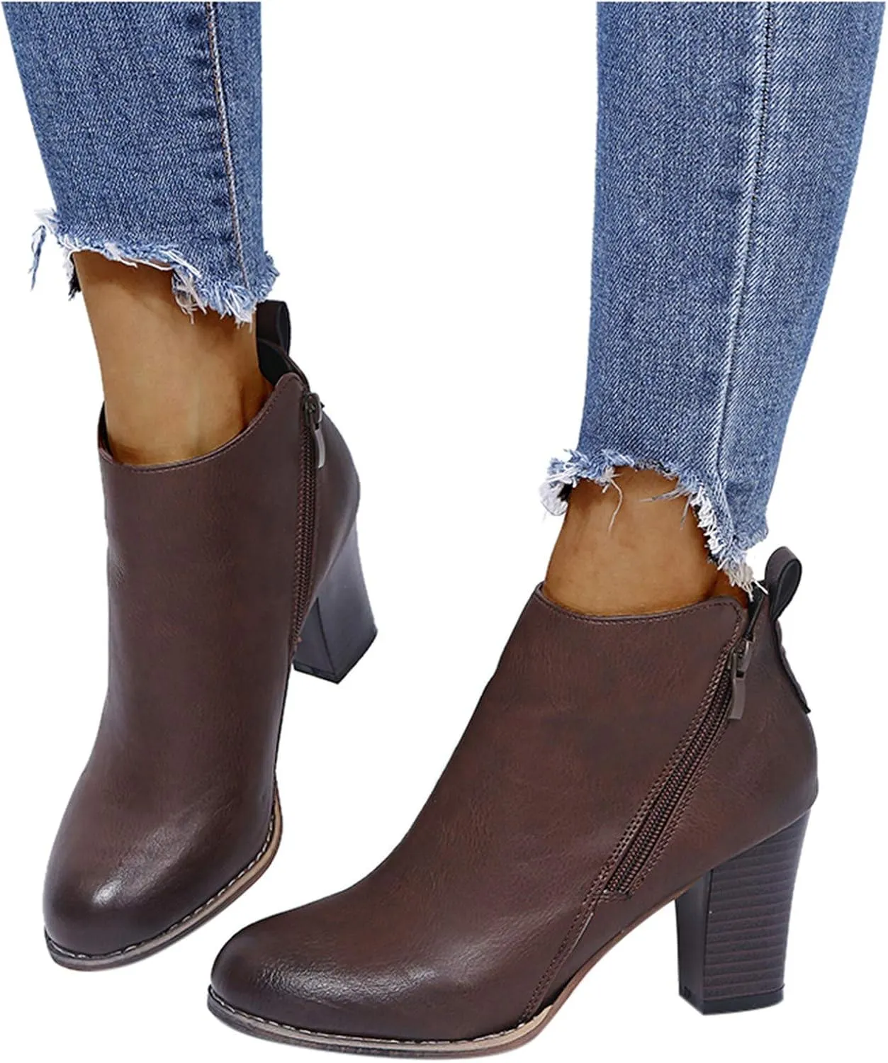 SBGMoSJ Womens Ankle Boots Wide Width Size 6 White Ankle Boots Wide Calf Ankle Booties for Women Flat Low Cut Cowboy Boots Mens Botines De Piel Para Mujer Elegantes Bajitas
