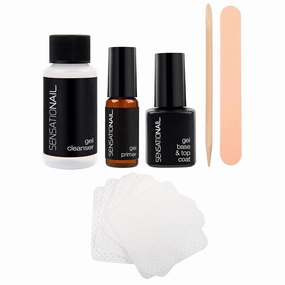 SensatioNail Gel Nail Polish Essentials Kit Includes Nail Primer (3.54mL), Base/Topcoat (7.39mL), and Nail Cleanser (27.7mL) DIY Manicure Kit for Up to 2 Weeks of Wear