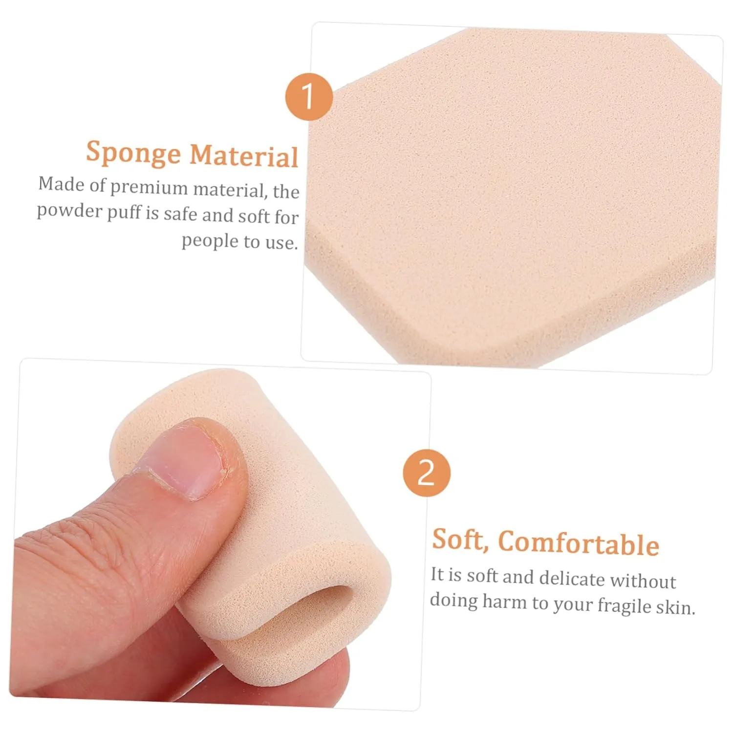 Set of 2 Makeup Sponges Travel Case Face Powder Puff for Cream Soft and Gentle E1002 Skin Tone Versatile for Salon Home Travel