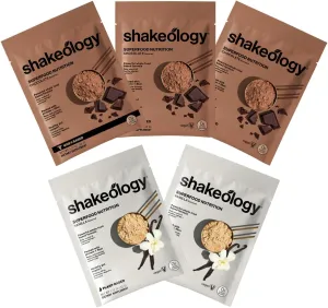 Shakeology 0g Added Sugar Sampler Pack Vegan & Whey Protein Powder, Gluten Free Superfood Protein Shake with Supergreens, Probiotics for Gut Health, Adaptogens, Vitamins, 16g Protein per Serving