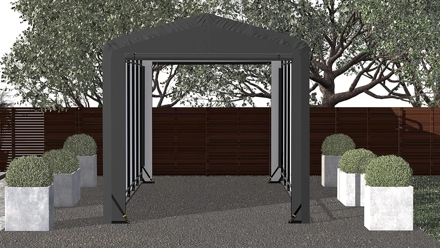ShelterLogic ShelterTube Garage & Storage Shelter, 10' x 27' x 10' Heavy-Duty Steel Frame Wind and Snow-Load Rated Enclosure, Gray