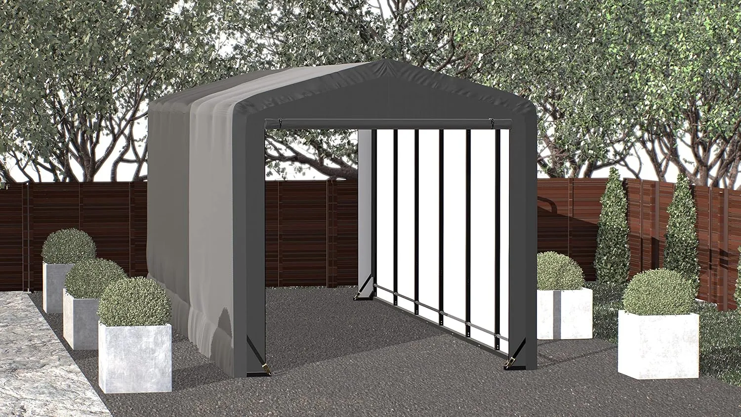 ShelterLogic ShelterTube Garage & Storage Shelter, 10' x 27' x 10' Heavy-Duty Steel Frame Wind and Snow-Load Rated Enclosure, Gray