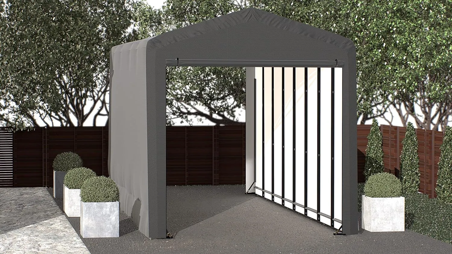 ShelterLogic ShelterTube Garage & Storage Shelter, 14' x 36' x 16' Heavy-Duty Steel Frame Wind and Snow-Load Rated Enclosure, Gray