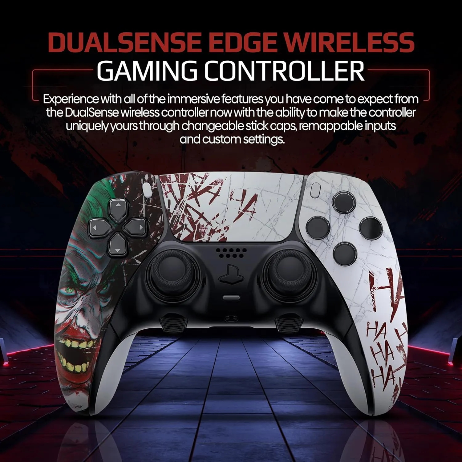 Silent Modz Custom Edge Controller Compatible with PS5, PC & Mobile Gaming - Wireless, Paddles, Trigger Stops - Joker HAHA (Soft Touch)
