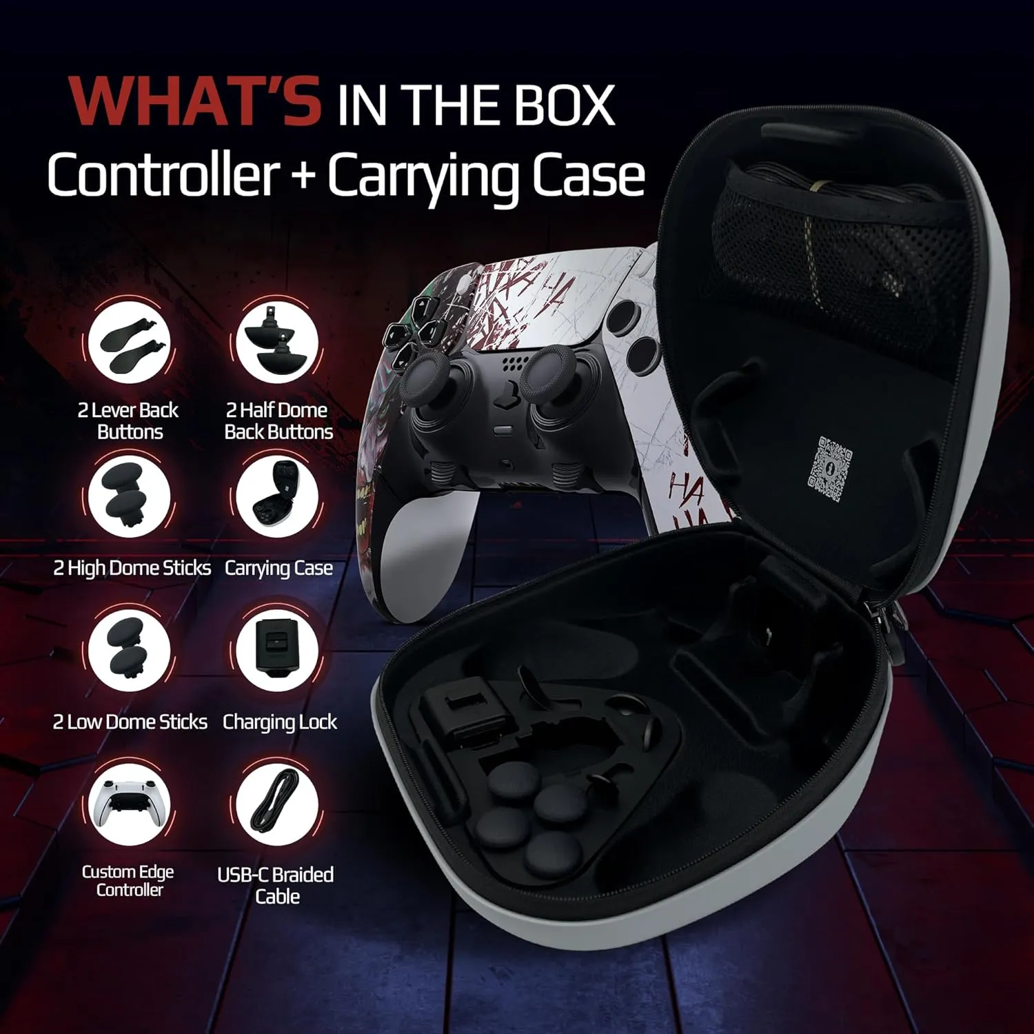 Silent Modz Custom Edge Controller Compatible with PS5, PC & Mobile Gaming - Wireless, Paddles, Trigger Stops - Joker HAHA (Soft Touch)