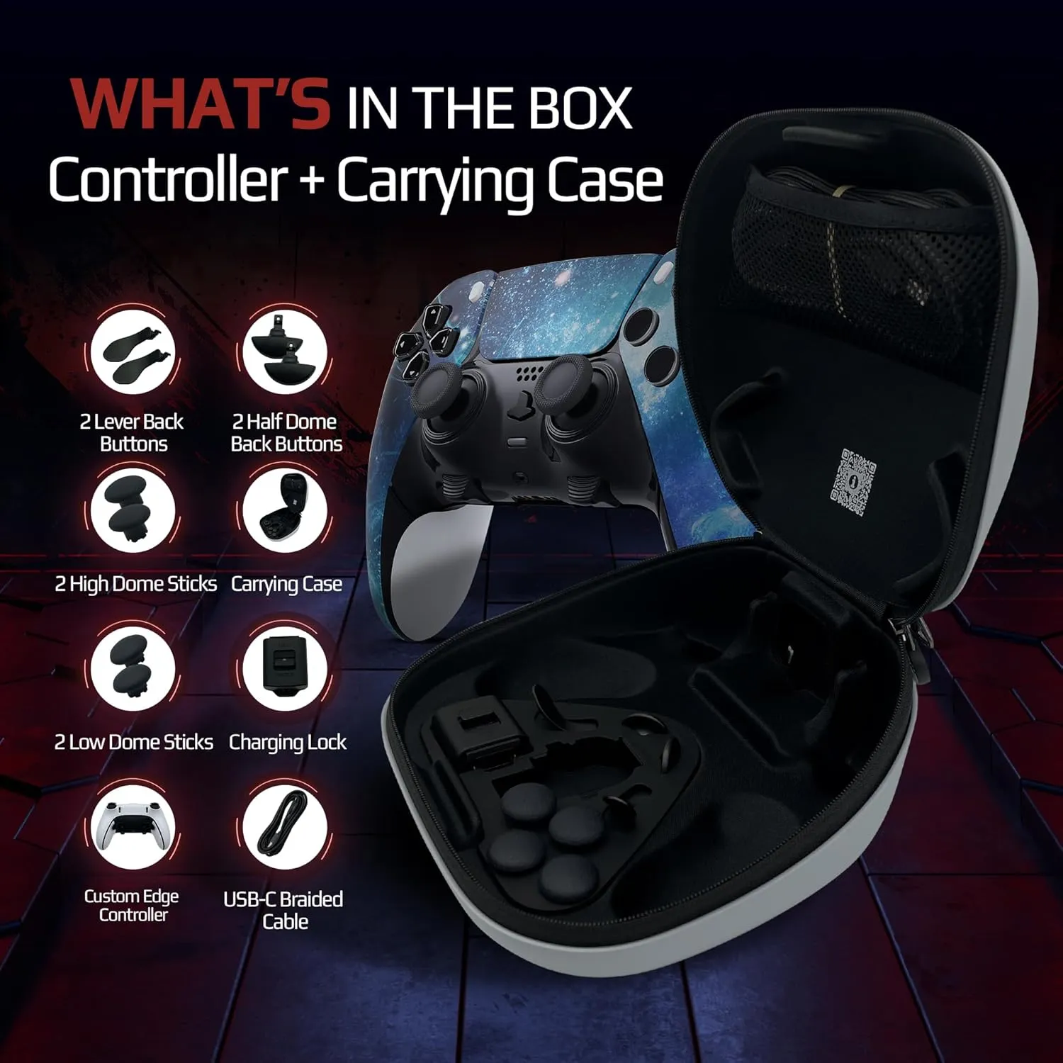 Silent Modz Edge Custom Controllers Compatible with PS5 - Unique Design Custom Wireless Gaming Controller for PlayStation 5, PC & Mobile Gaming with Paddles and Trigger Stops, Handcrafted in USA (Blue Nebula Soft Touch)