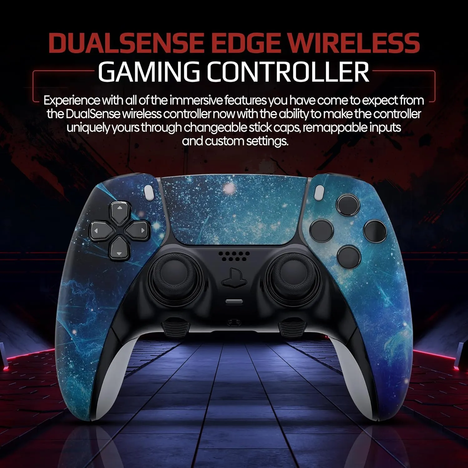 Silent Modz Edge Custom Controllers Compatible with PS5 - Unique Design Custom Wireless Gaming Controller for PlayStation 5, PC & Mobile Gaming with Paddles and Trigger Stops, Handcrafted in USA (Blue Nebula Soft Touch)
