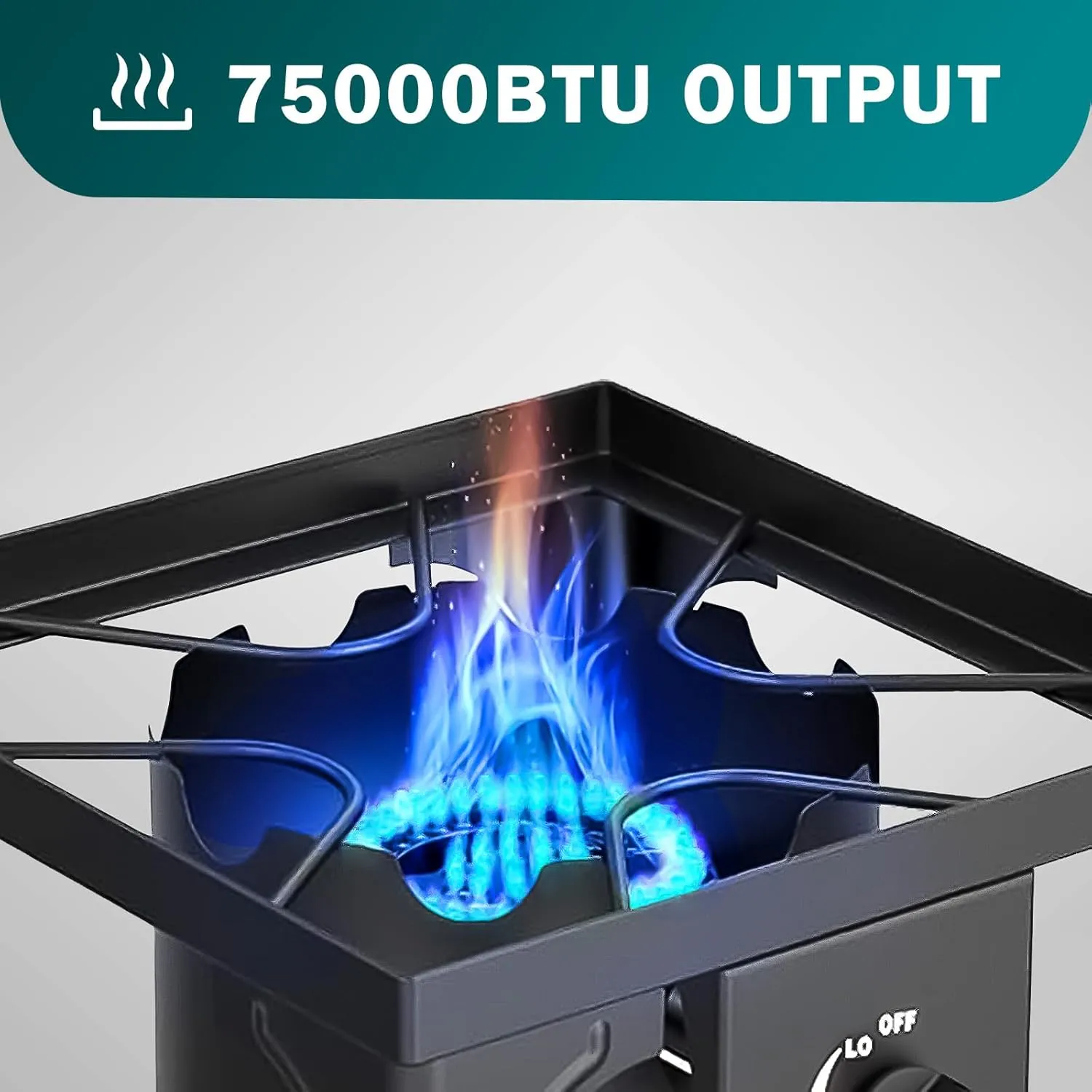 Single Burner Propane Stove, High Pressure Outdoor Stove with 0-20 Psi Adjustable Regulator and 4ft Hose, 75,000 BTU, Propane Burners for Outdoor Cooking with Detachable Stand Legs