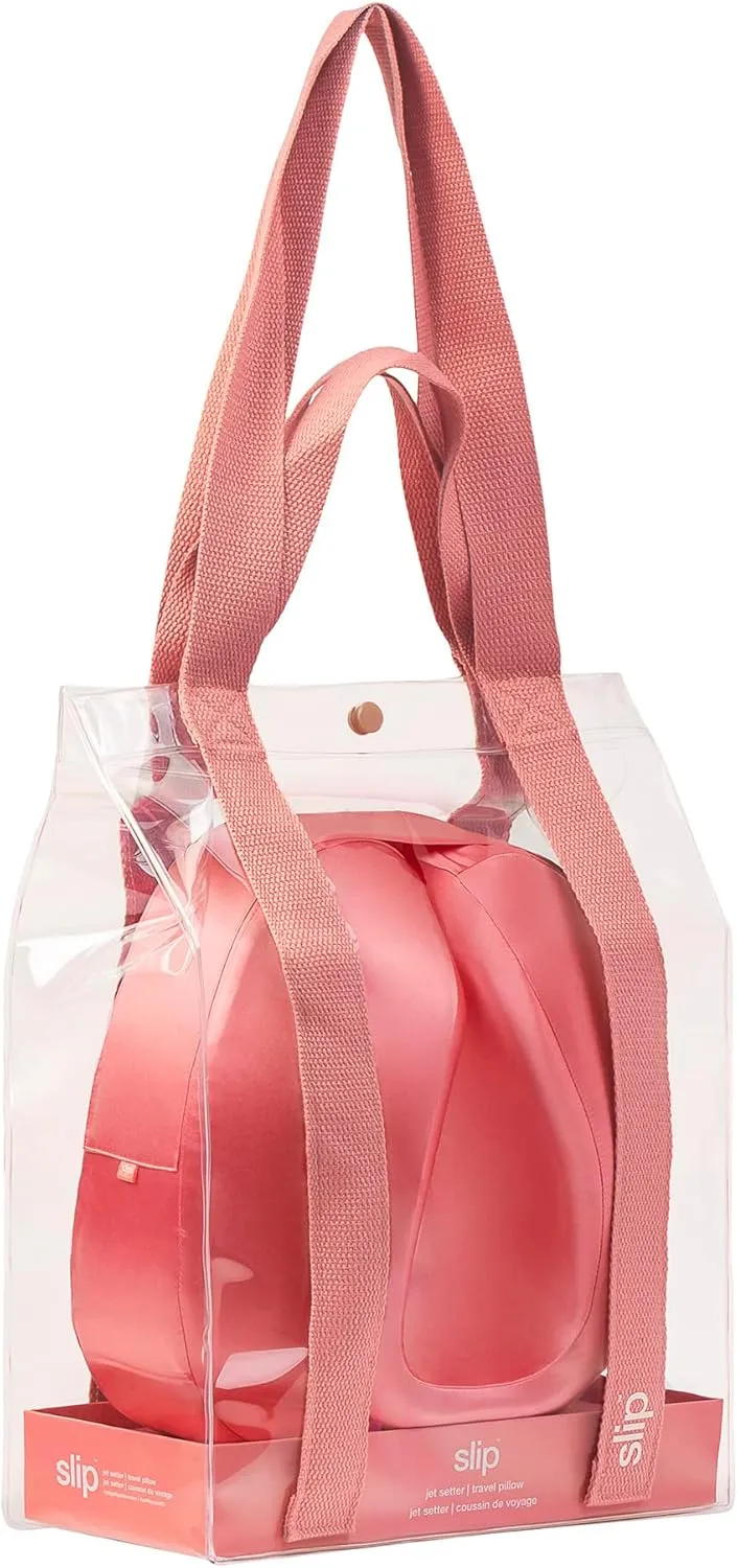SLIP Silk Jet Setter Travel Pillow - Blush - The Slipsilk Difference Highest Grade Pure 22 Momme Mulberry Silk Pillowcase - Anti-Aging, Anti-Sleep Crease, Anti-BedHead   Anti-Acne Pillowcase
