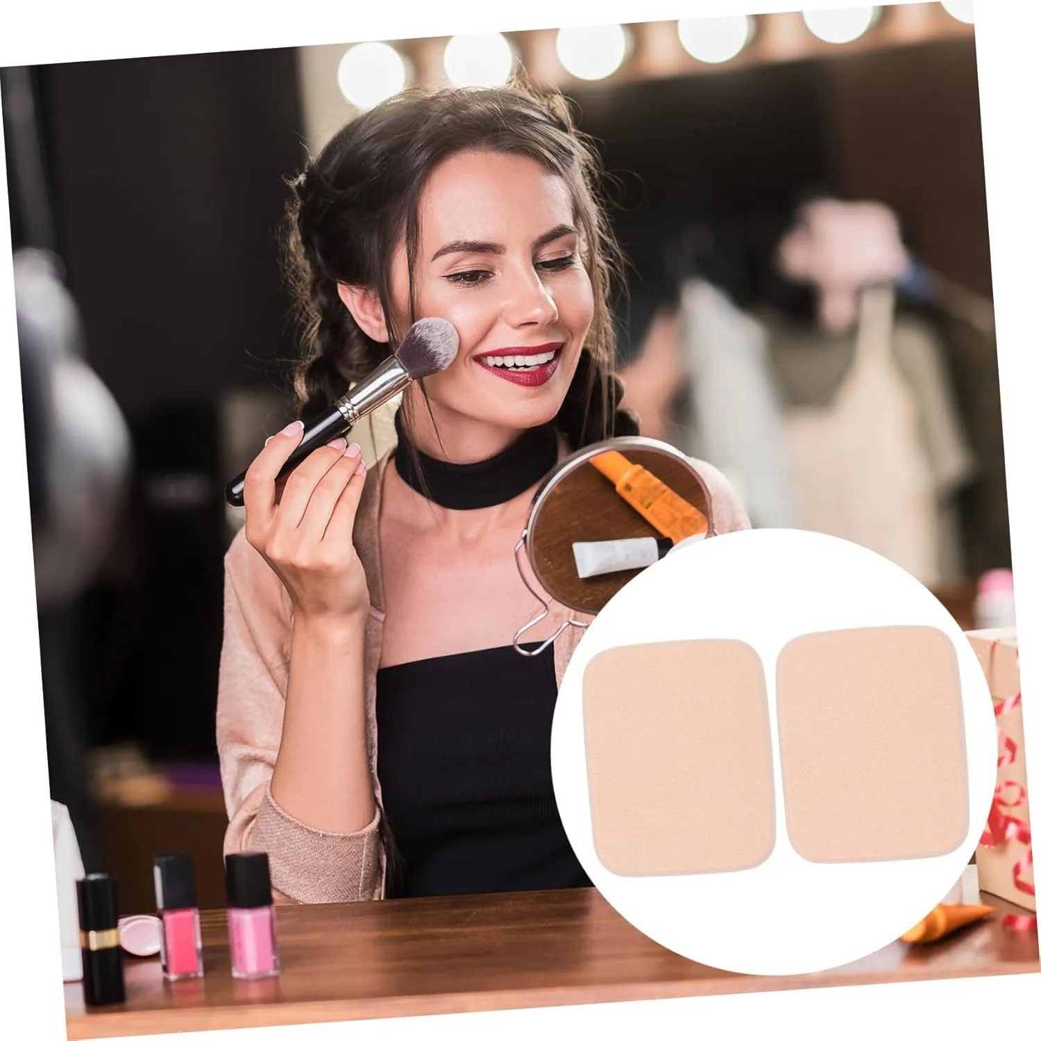 Sponge Material Powder Puff Box Round Makeup Sponge for Foundation Blush Concealer