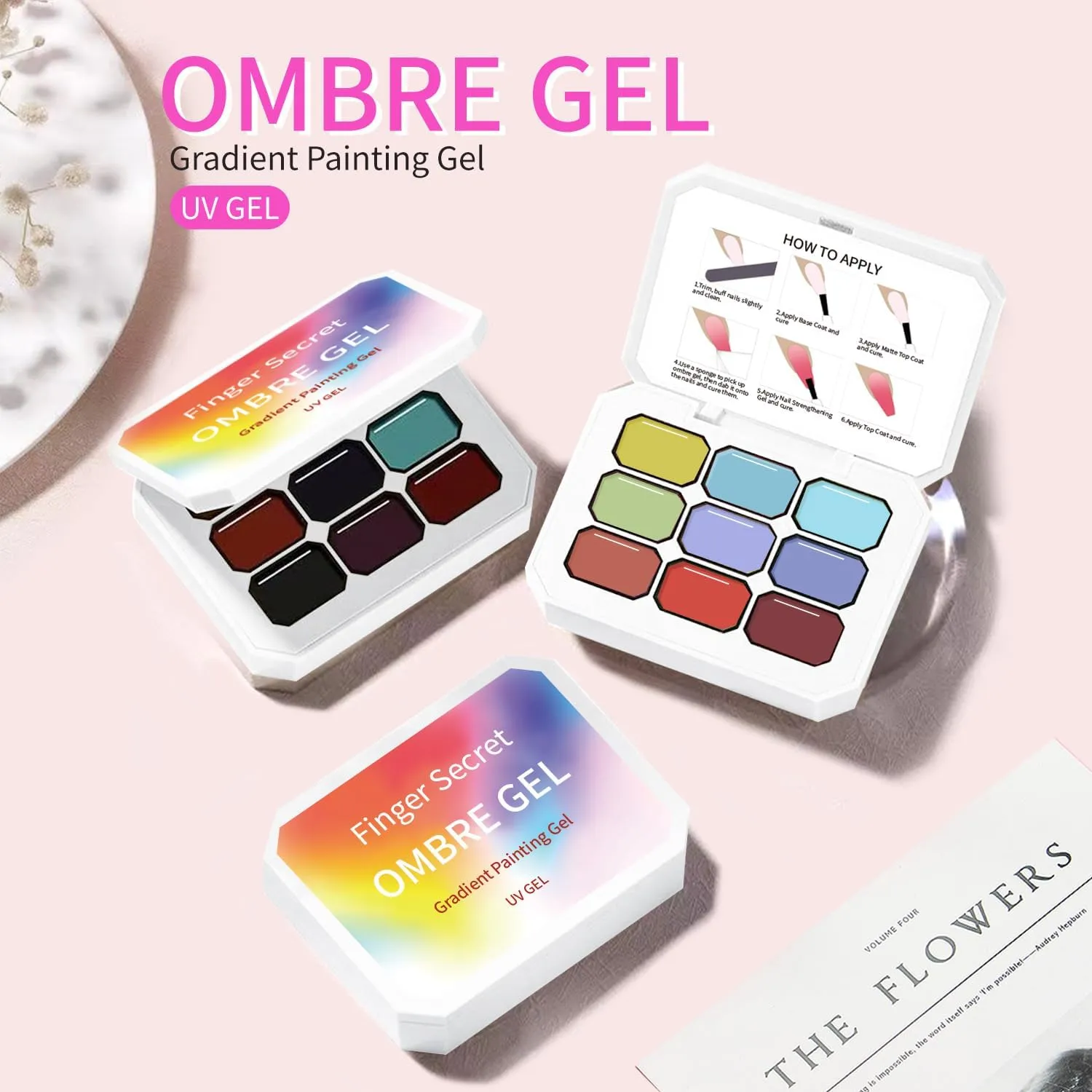 Sponge Pat Paint Nail Gel, 9 Colors Ombre Nails Gradient Gel Nail Blush Blooming Aura Nails Drawing Stripper Floral Painting Nail Art, No Wipe, UV/LED Curing (9 Colors F)