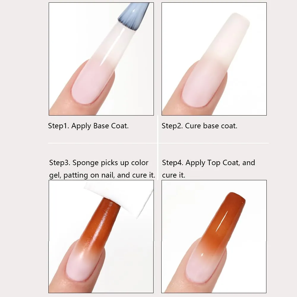 Sponge Pat Paint Nail Gel, 9 Colors Ombre Nails Gradient Gel Nail Blush Blooming Aura Nails Drawing Stripper Floral Painting Nail Art, No Wipe, UV/LED Curing (9 Colors F)