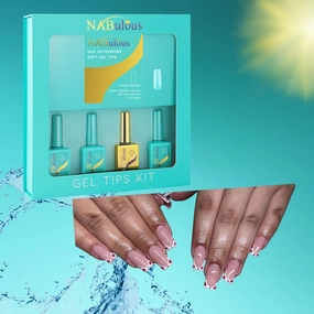 Square Medium Starter Kit | NABulous | Soft Gel Tips Kit | Square Shaped | Medium Length |Complete Nail Kit | pH Bonder | Primer | Extend Gel | Top Coat | Clear, DIY (Square Medium)