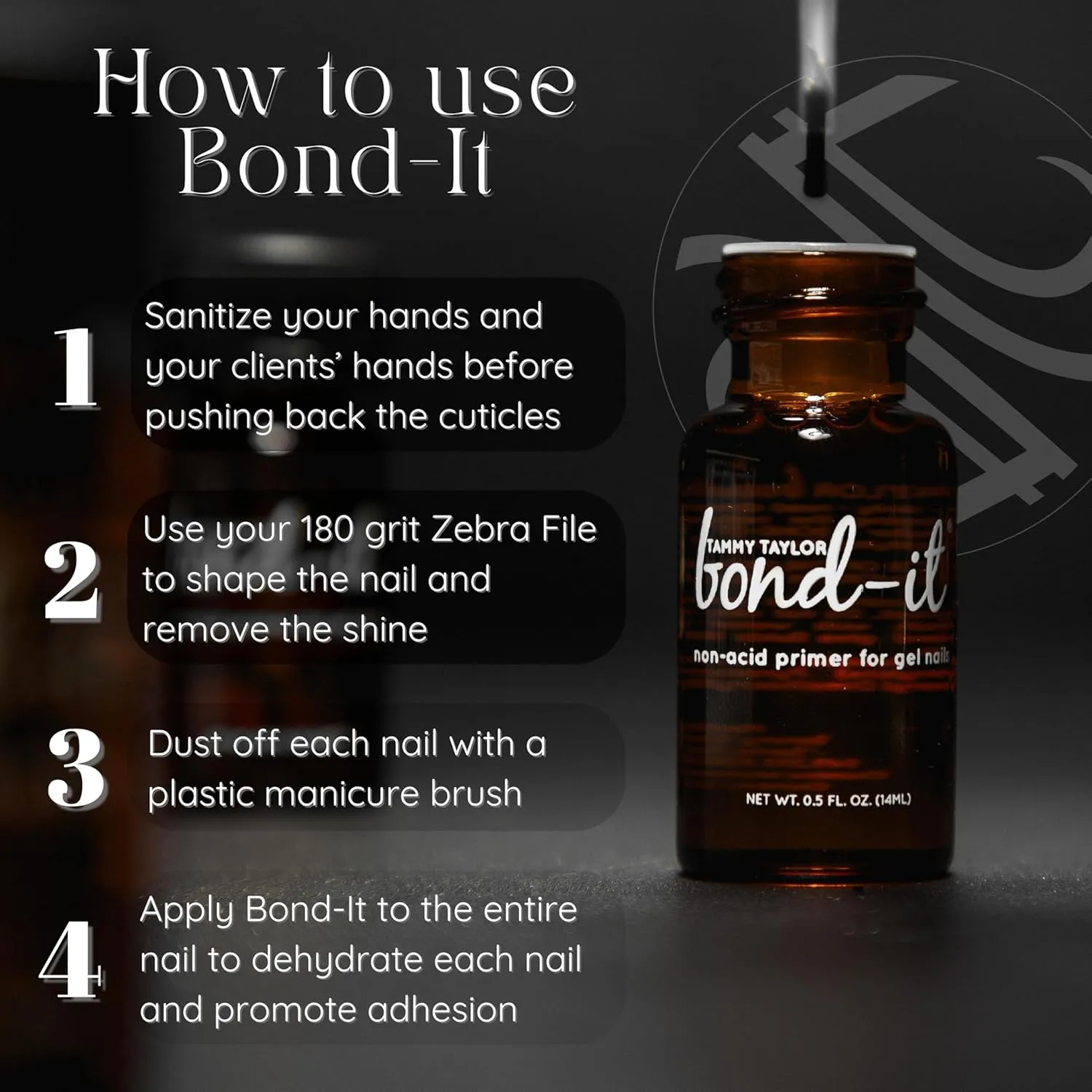 Tammy Taylor Bond It Acrylic Nail Primer | Acid Free Gel Nail Care for Semi Cured Gel Nail Strips, Acrylic Powder and Nail Polish | Professional Salon-Quality Nail Prep for Healthy, Strong Nails