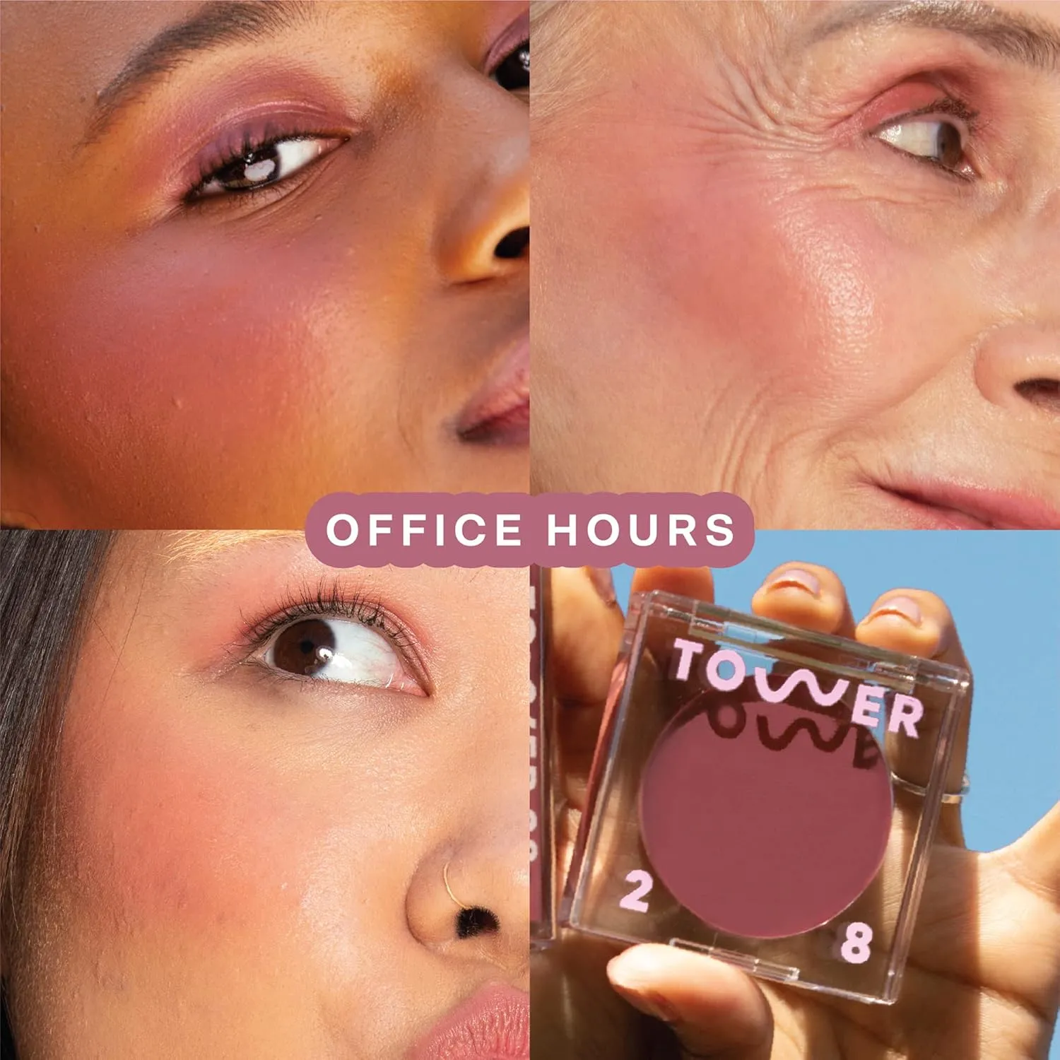 Tower 28 Beauty BeachPlease Cream Blush for Cheeks and Lips - Multi-Purpose Lip and Cheek Tint in Mauve Blush - for Sensitive Skin – Color OFFICE HOURS, Luminous Finish