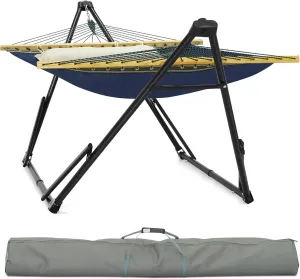 Tranquillo Unity Adjustable Hammock Stand, Hammocks Stands for The Garden, 800 lbs Capacity Steel Double Hammock Stand for 2 Persons, Premium Pre-Assembled Stand (Steel, Aegean)